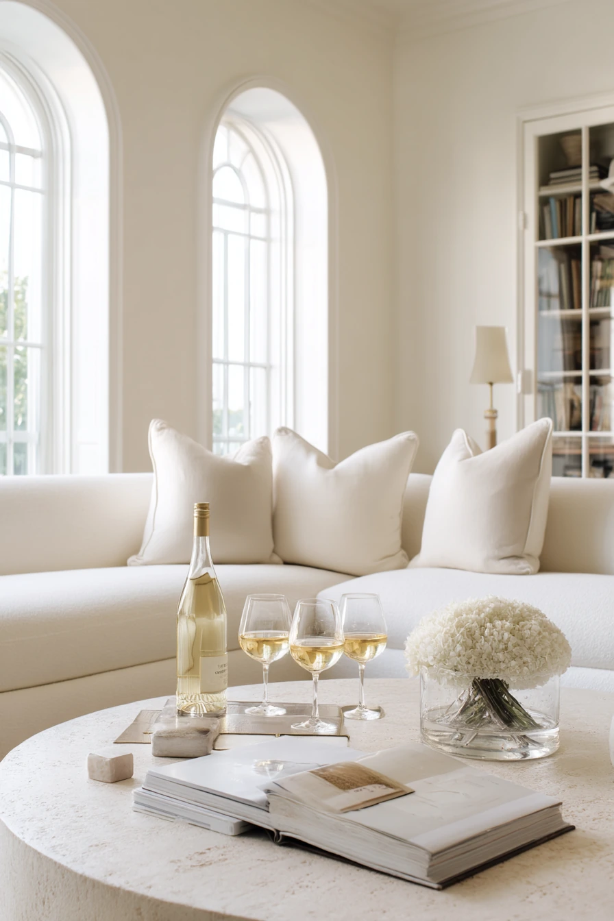 White Living Room for Entertaining Friends