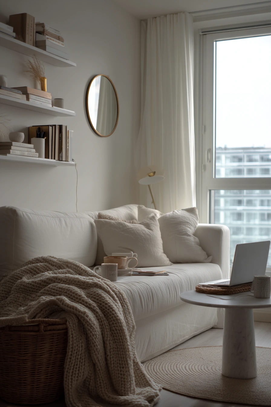Small Apartment White Living Room