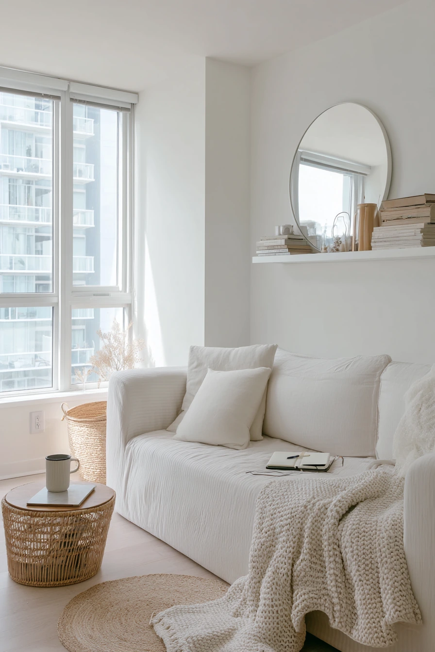 Small Apartment White Living Room
