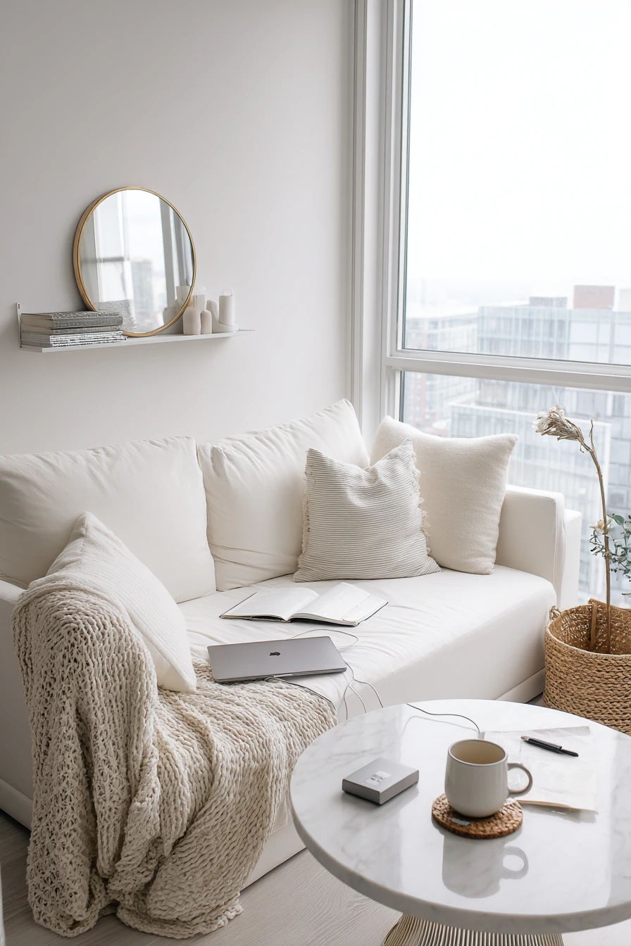 Small Apartment White Living Room