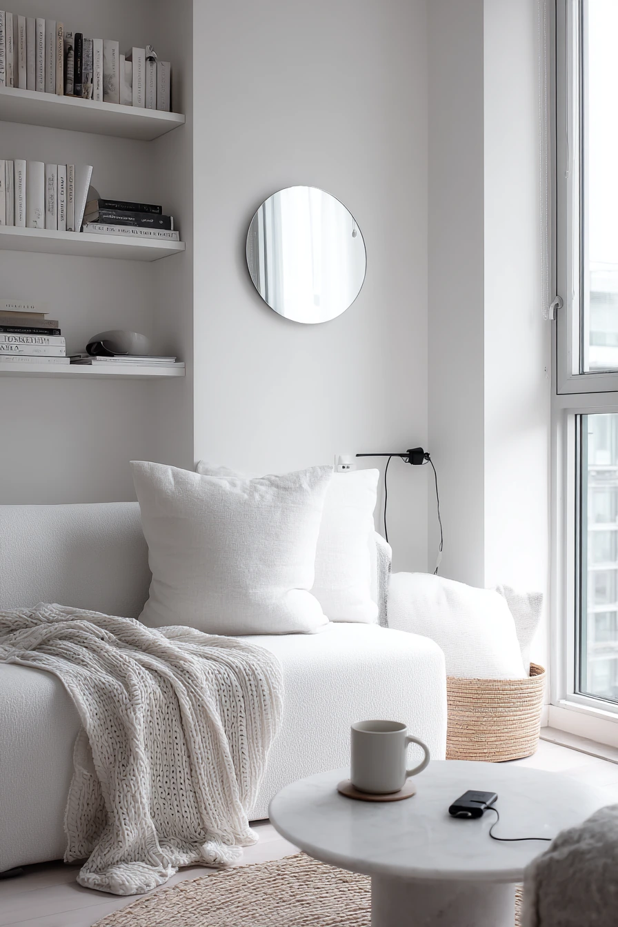 Small Apartment White Living Room