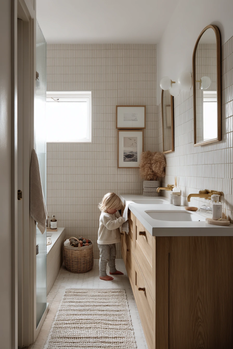 Family Morning Bathroom with Warm Storage