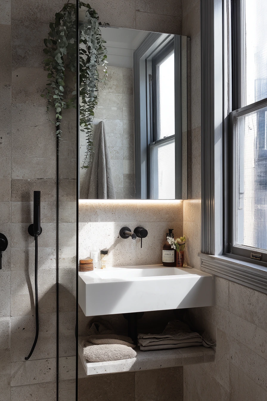 Small Apartment Bathroom with Clever Storage