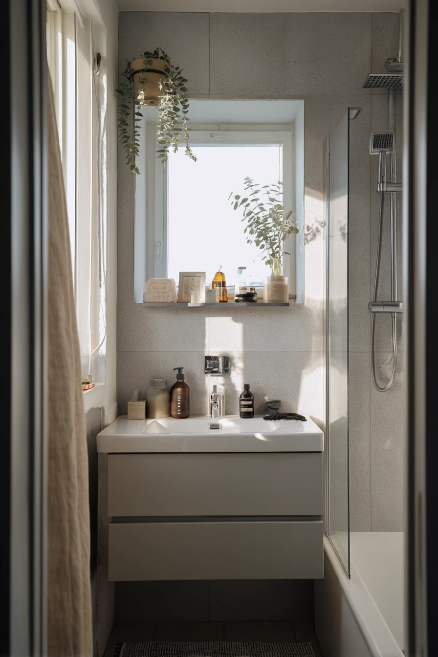 Small Apartment Bathroom with Clever Storage