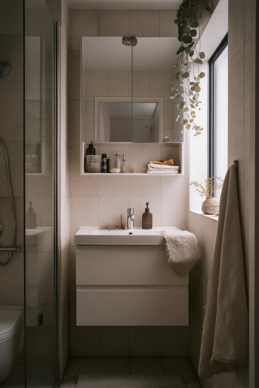 Small Apartment Bathroom with Clever Storage