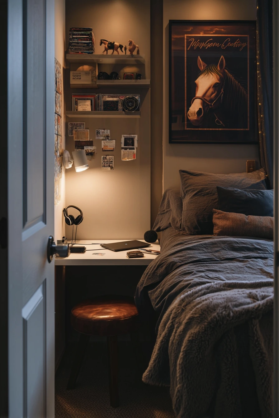 Tiny Bedroom for a Teen Who Loves Horses