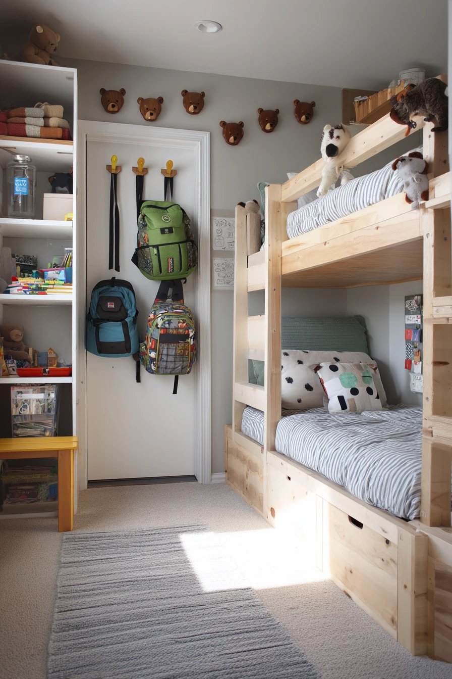 Small-Space Bunk Room with Animal Storage