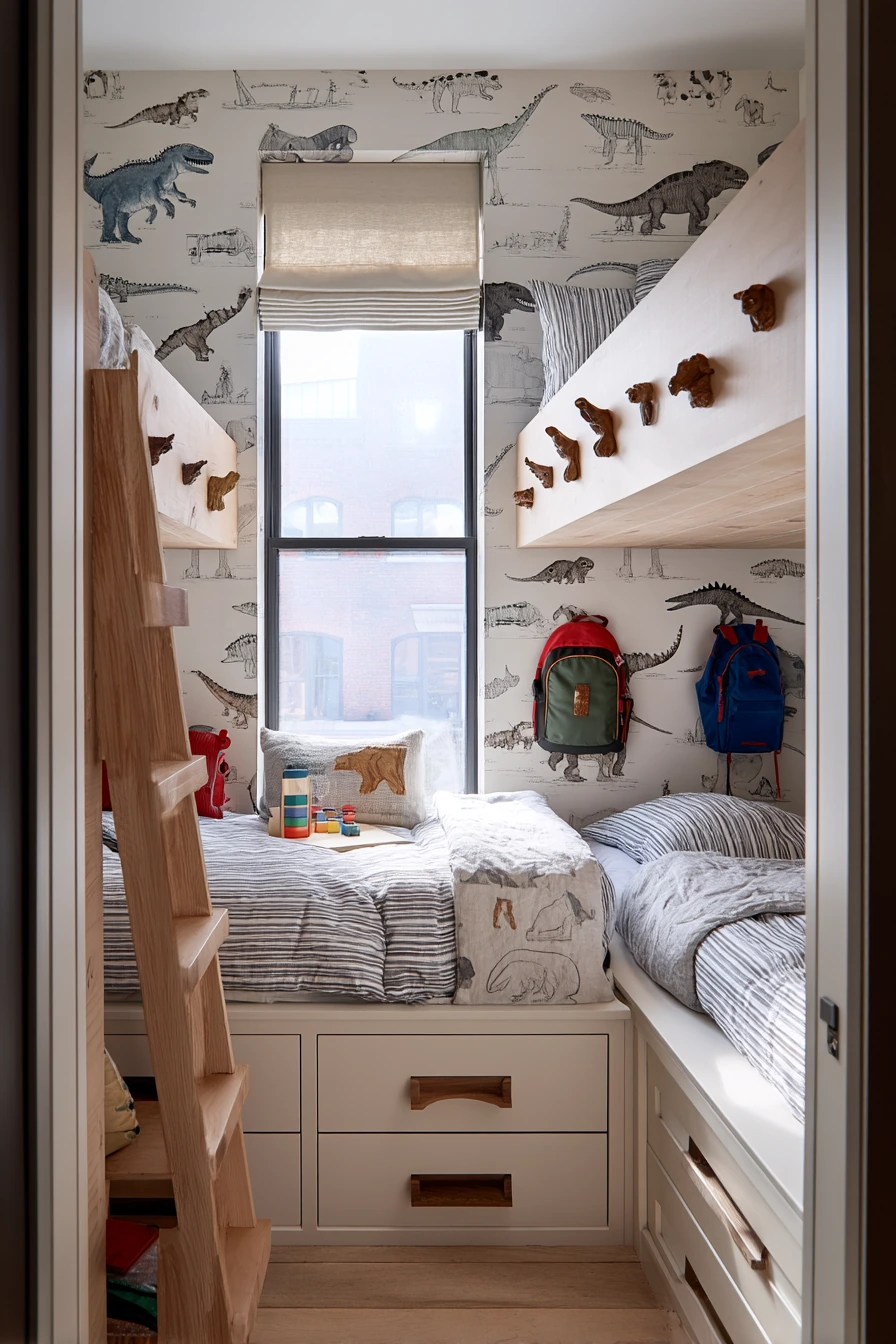 Small-Space Bunk Room with Animal Storage