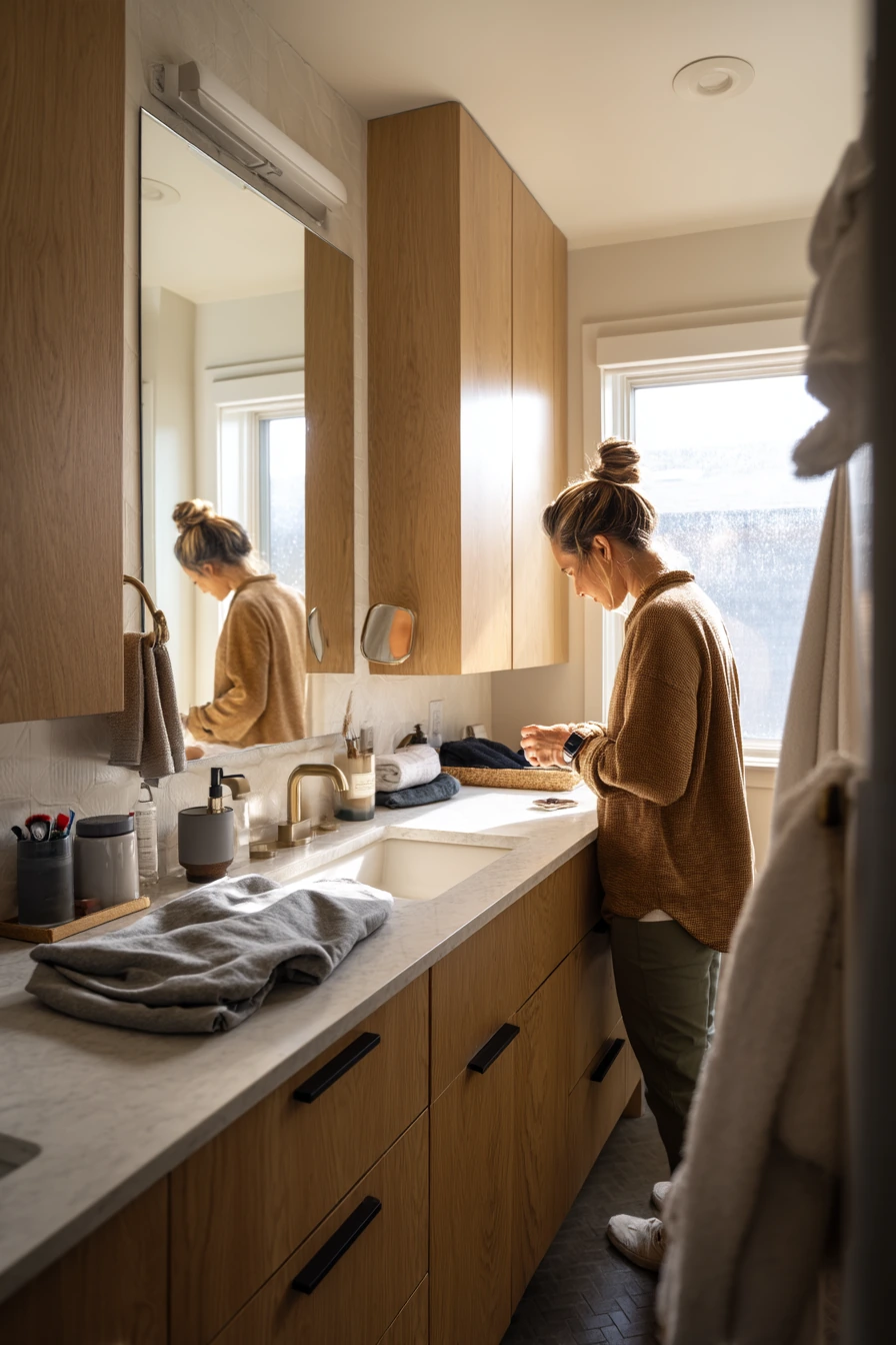 Morning Prep in a Shared Primary Bath