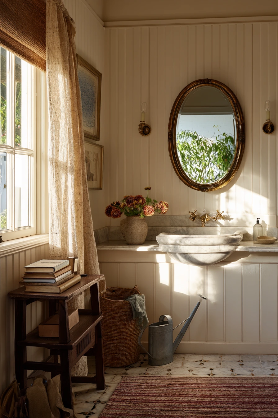 Heritage Bathroom With Fresh Flowers