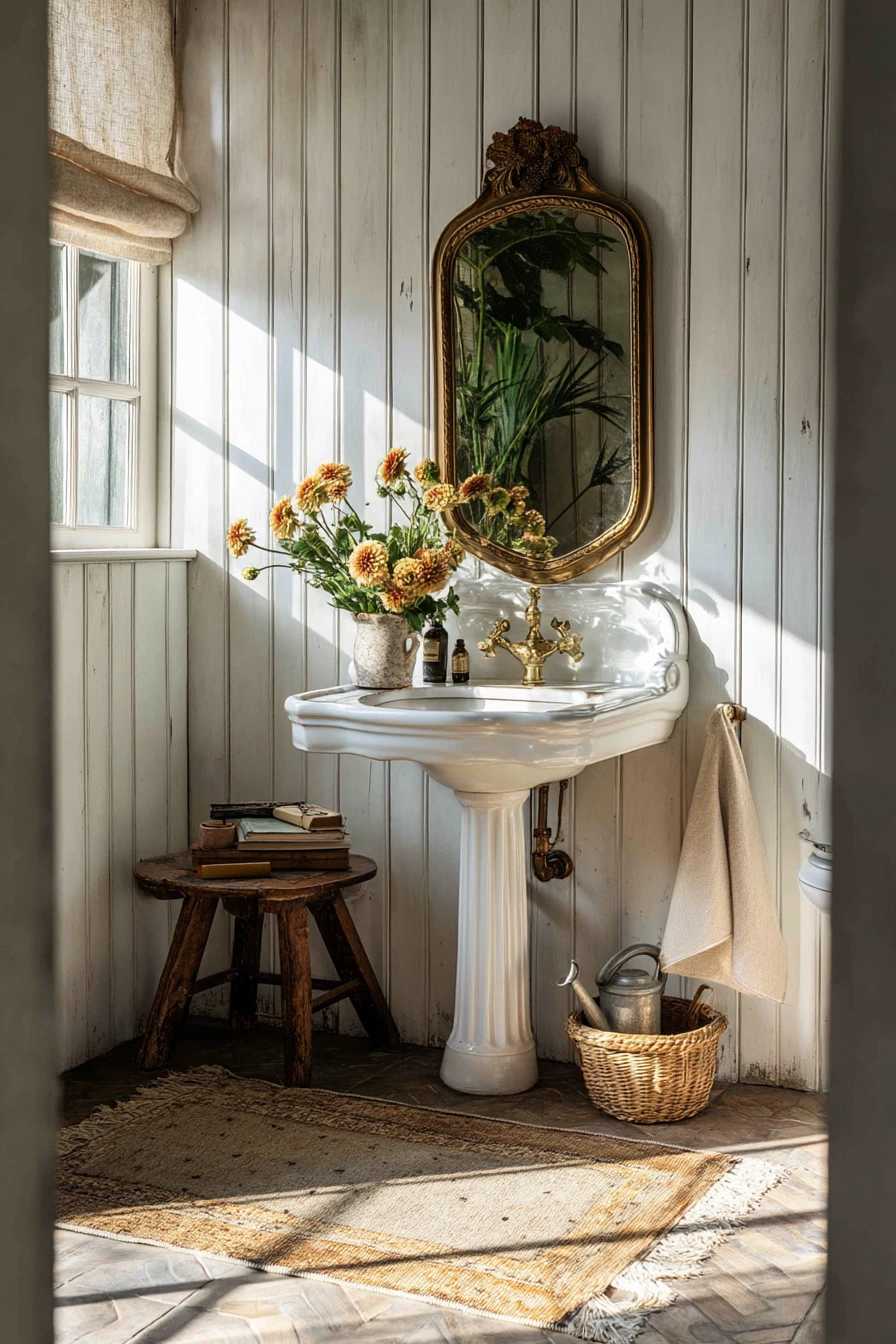 Heritage Bathroom With Fresh Flowers