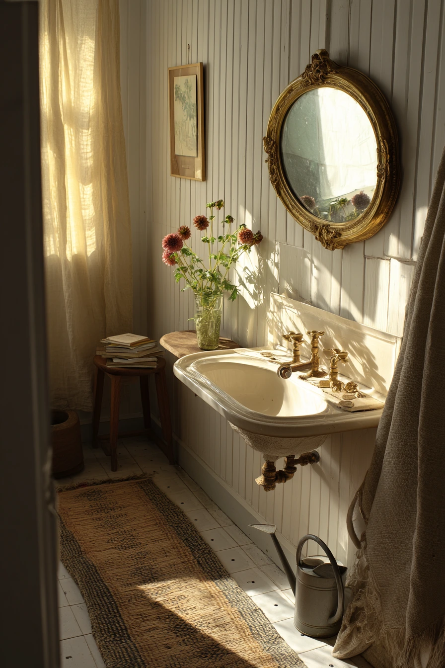 Heritage Bathroom With Fresh Flowers