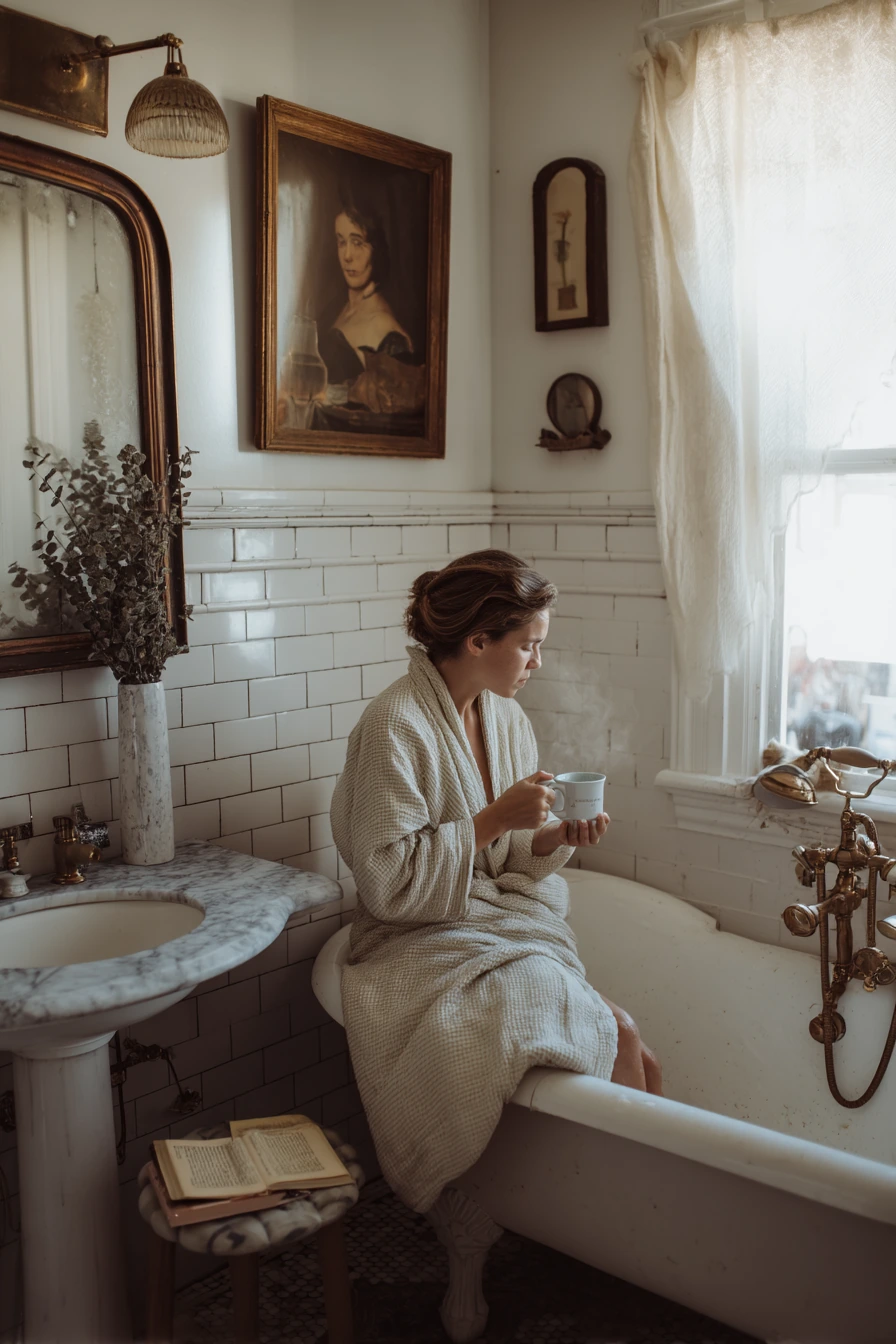 Morning Routine in a Clawfoot Bath