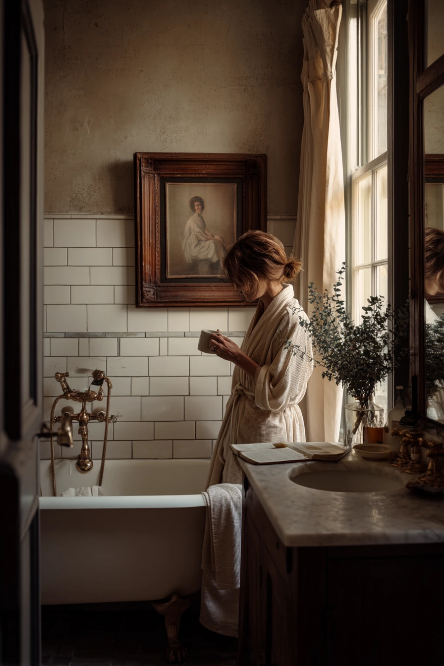 Morning Routine in a Clawfoot Bath