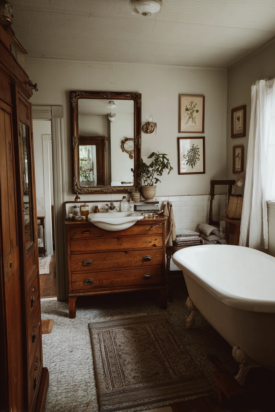 Collector’s Bathroom With Salvaged Finds