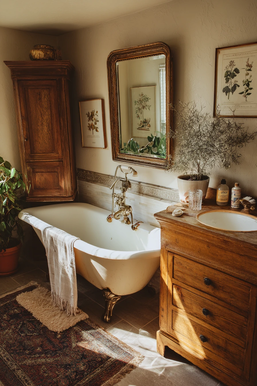 Collector’s Bathroom With Salvaged Finds