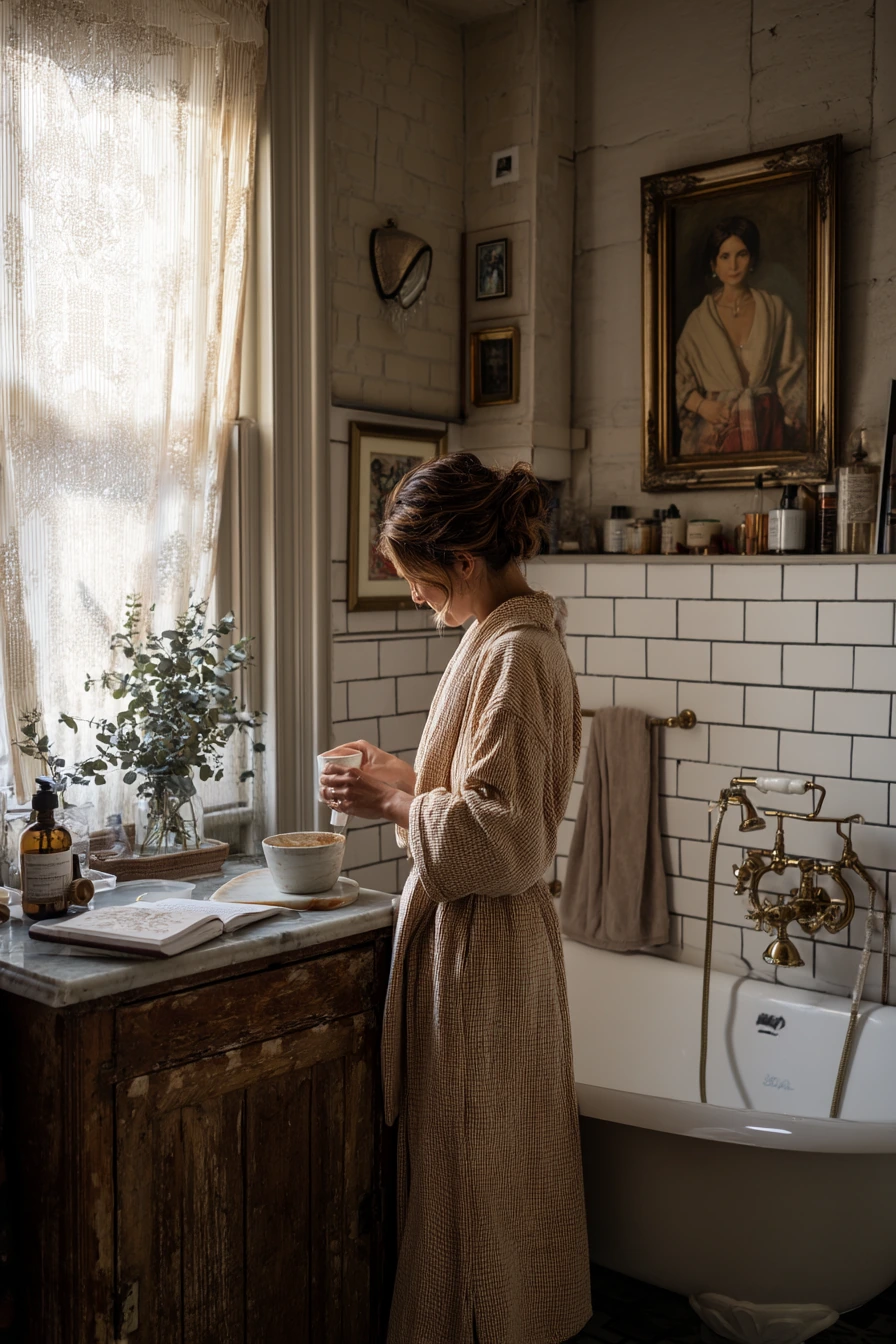 Morning Routine in a Clawfoot Bath