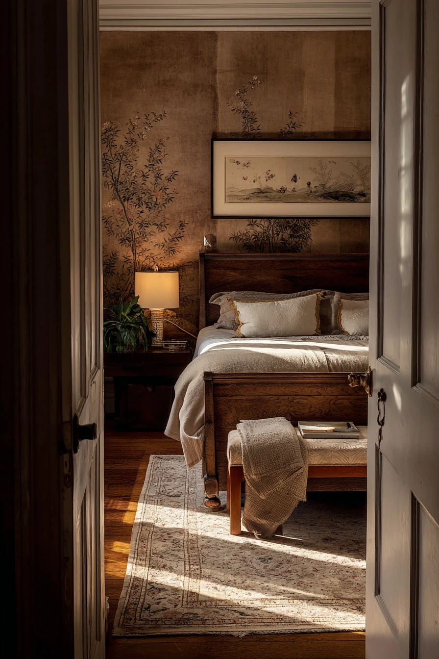 Softly Layered Antique Bedroom