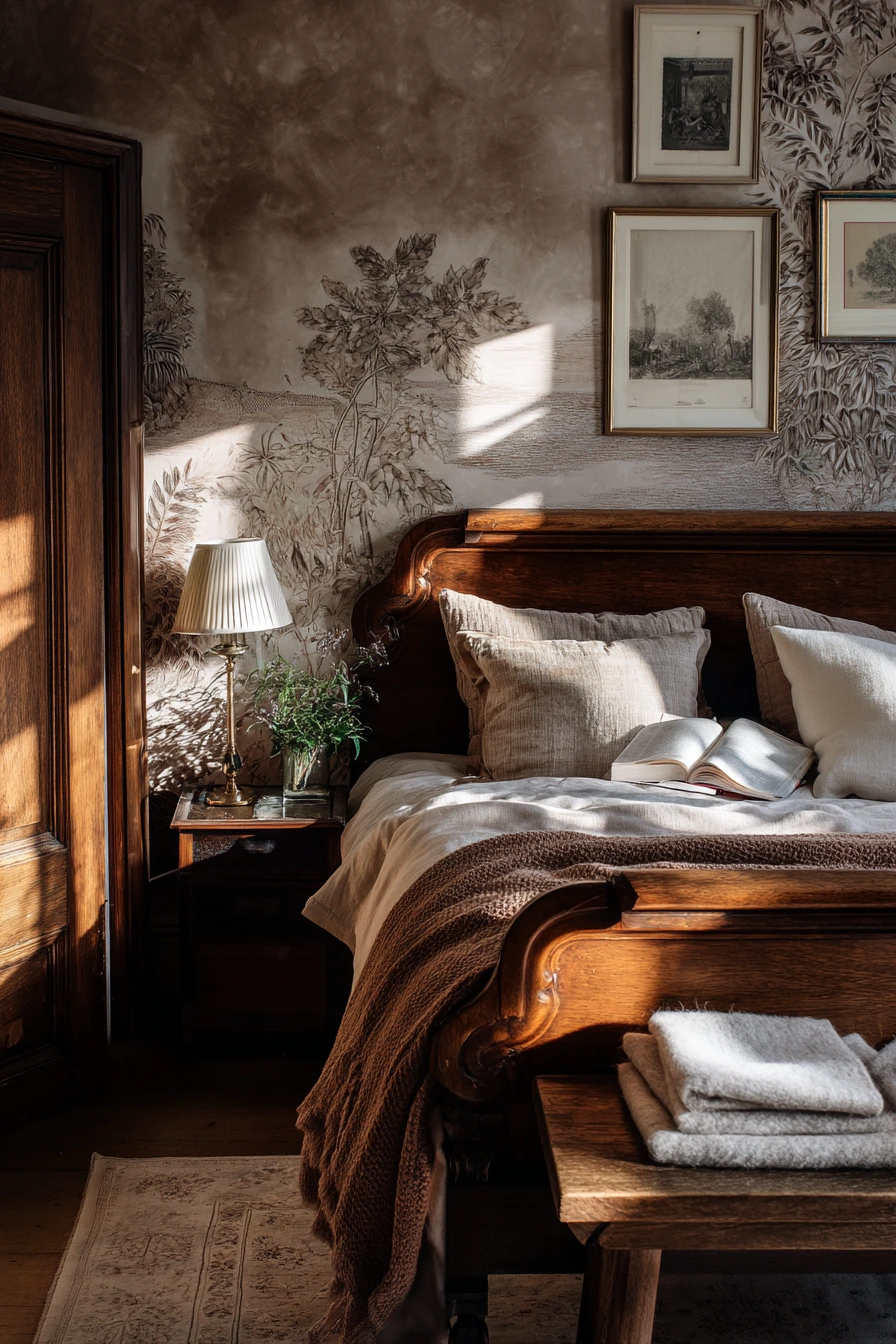 Softly Layered Antique Bedroom