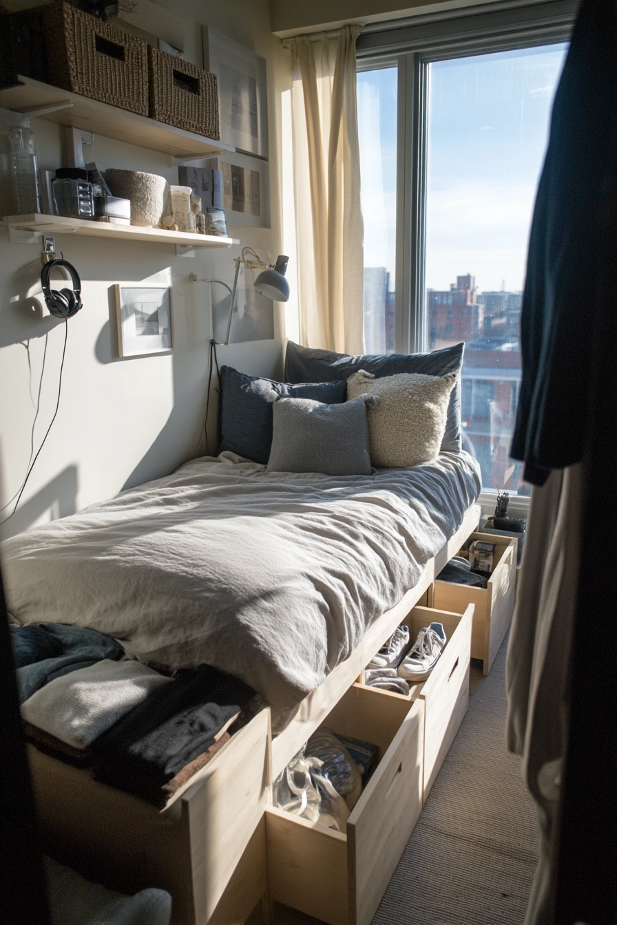 Tiny Bedroom Storage Win