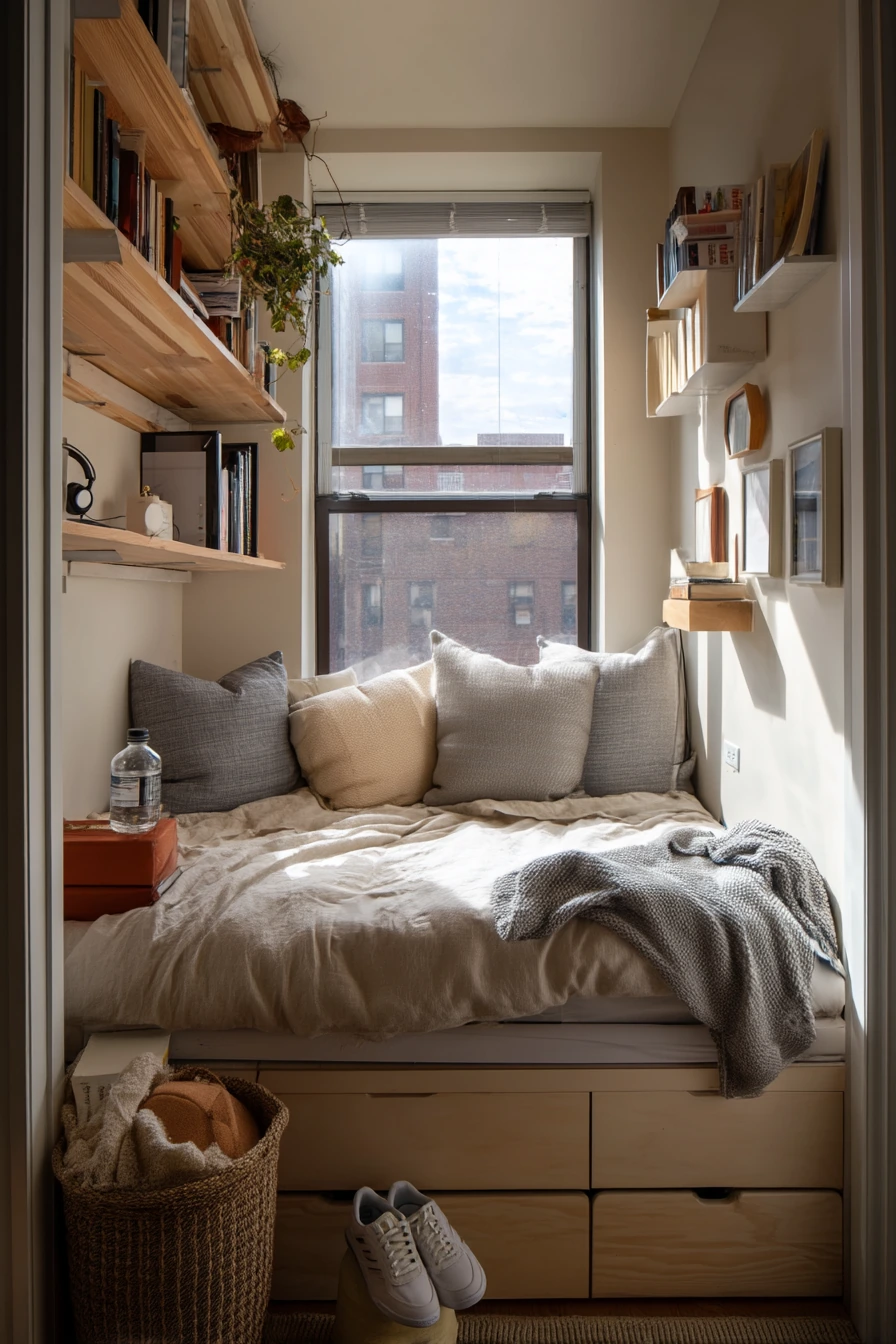Tiny Bedroom Storage Win
