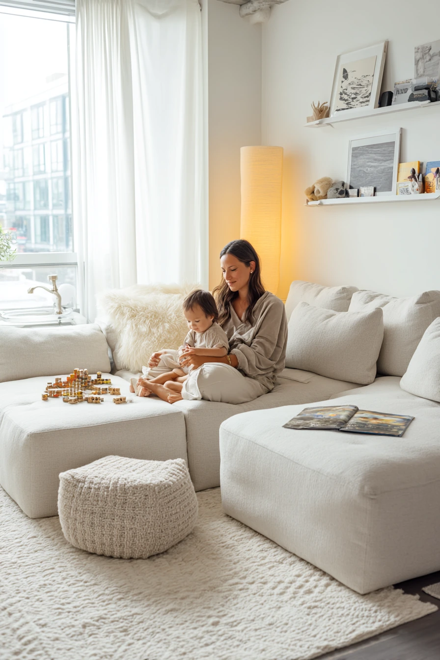Tiny family lounge with toy basket charm