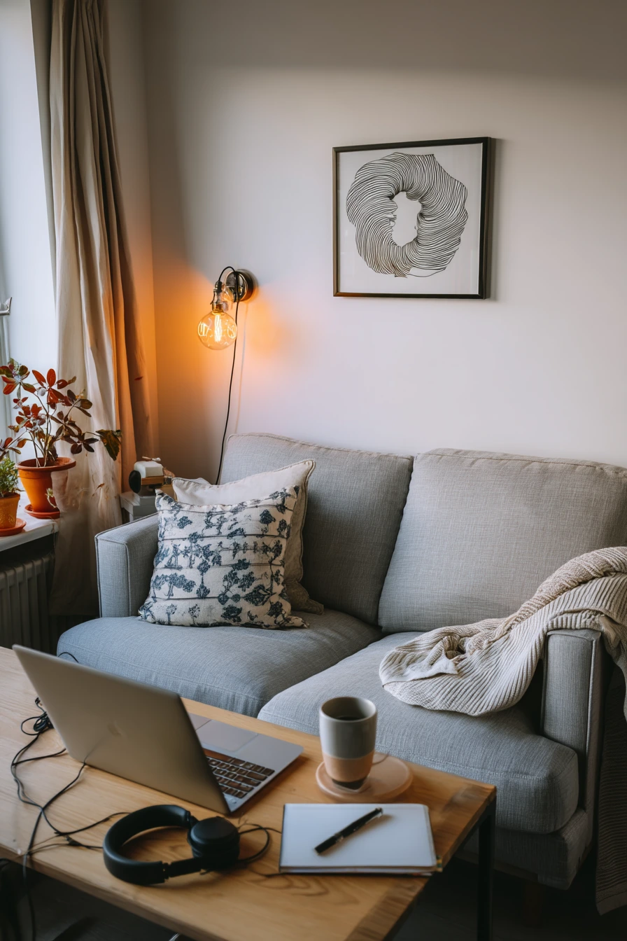 Studio corner that doubles as work and rest