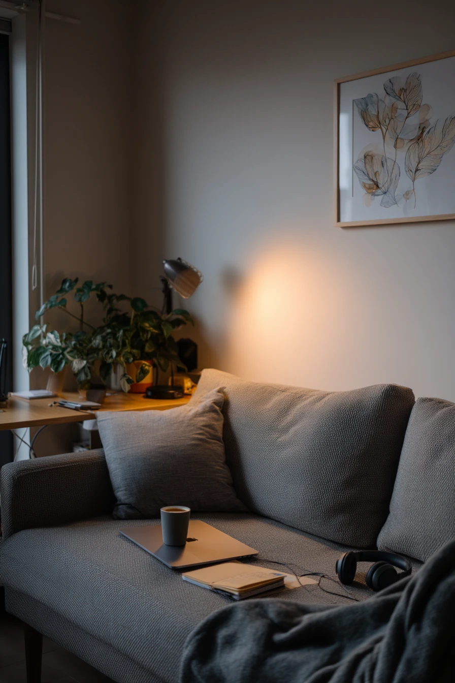 Studio corner that doubles as work and rest