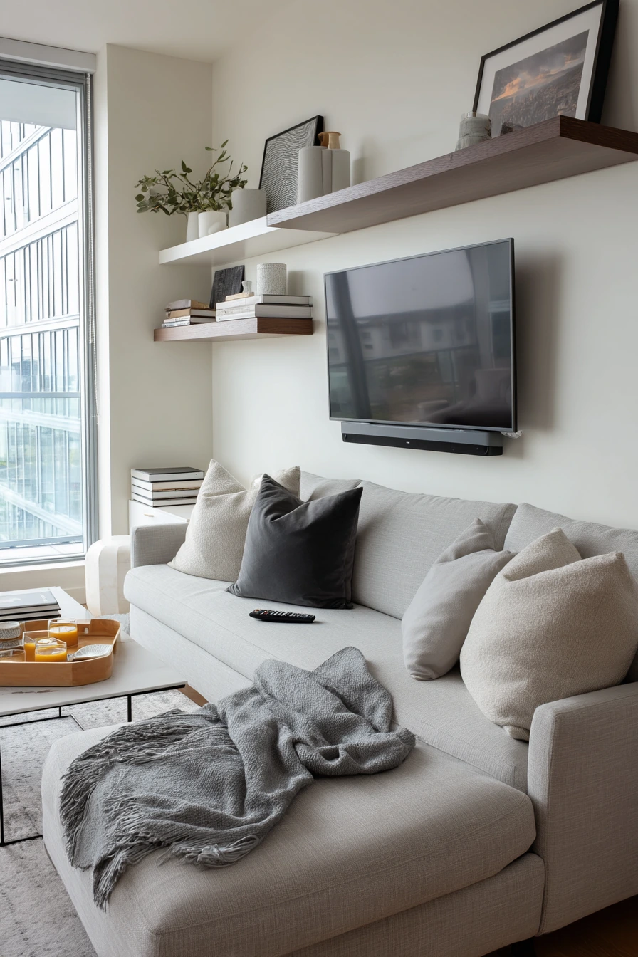 Bright minimalist room with hidden function