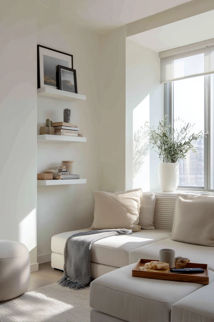 Bright minimalist room with hidden function