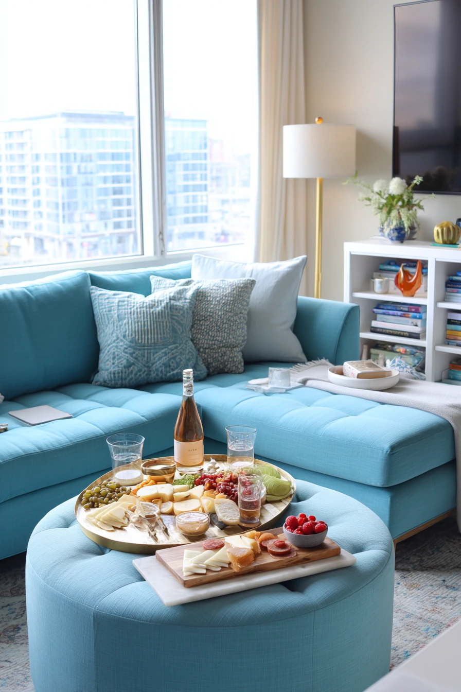 Aqua Living Room for Entertaining