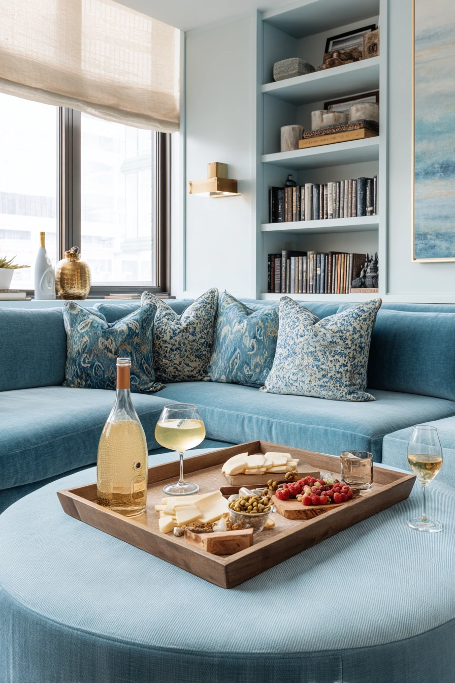 Aqua Living Room for Entertaining