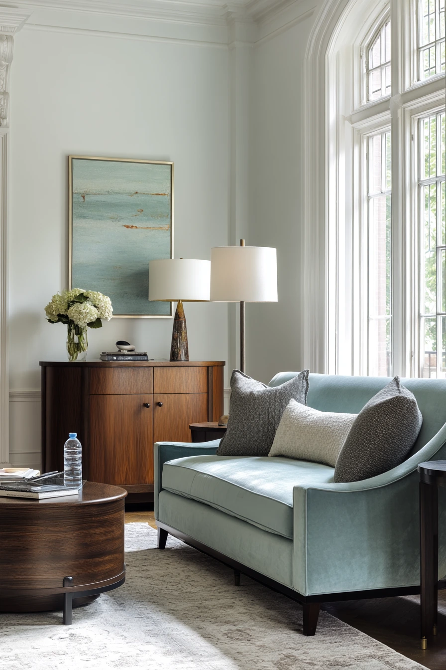 Soft Aqua Transitional Lounge