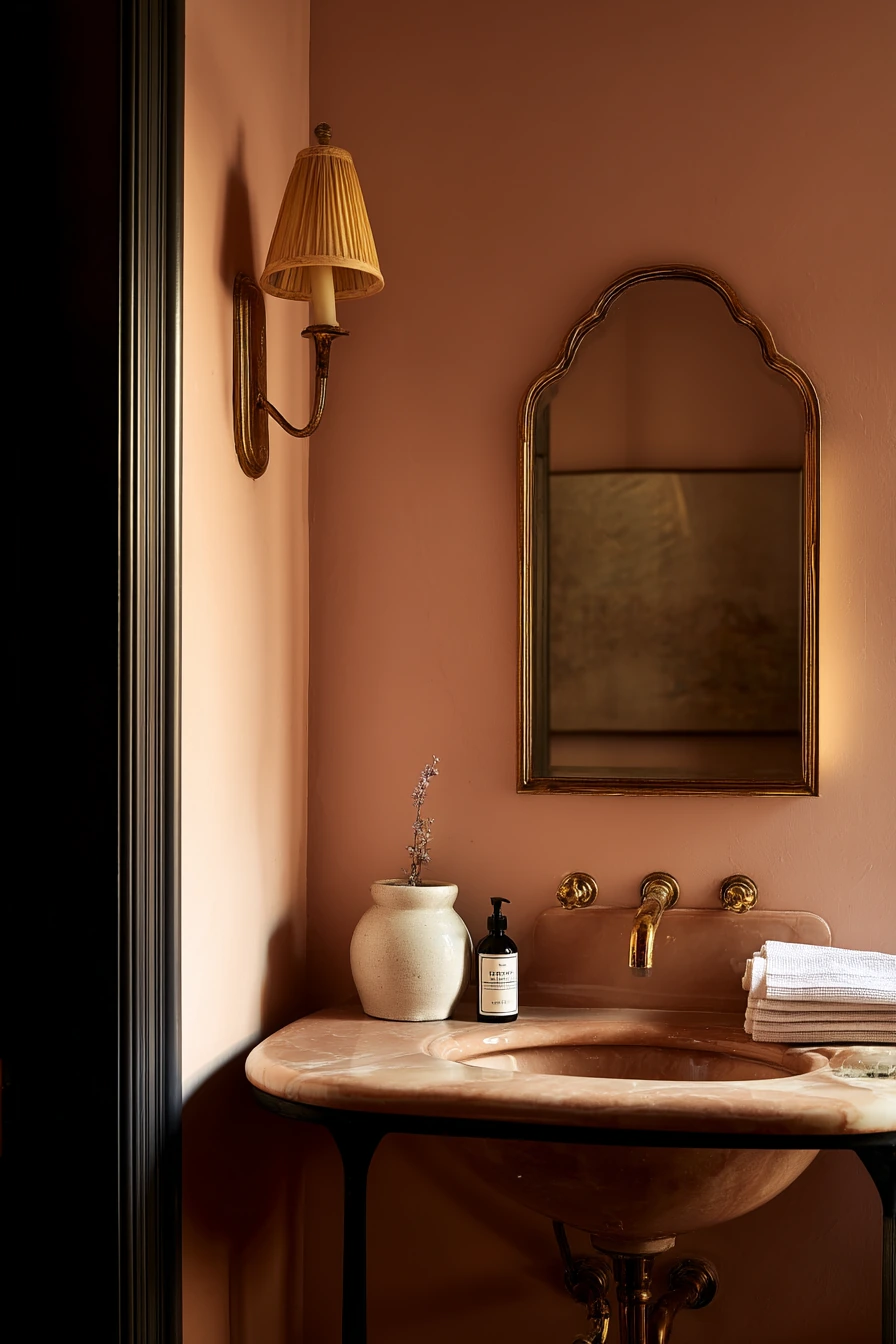Vintage Arch Over a Powder Room Console