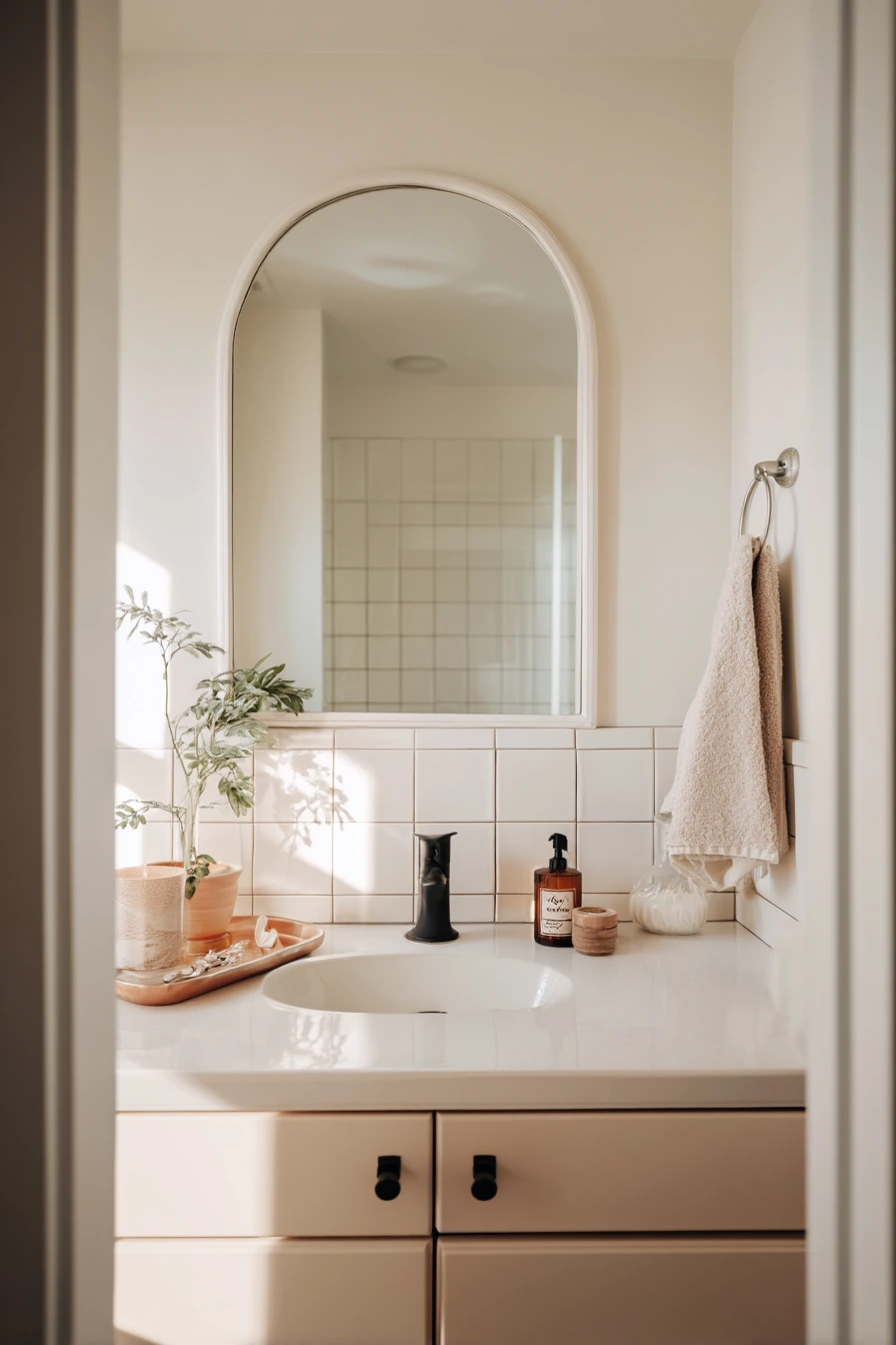 Budget-Friendly Mirror Swap in a Tiny Hall Bath