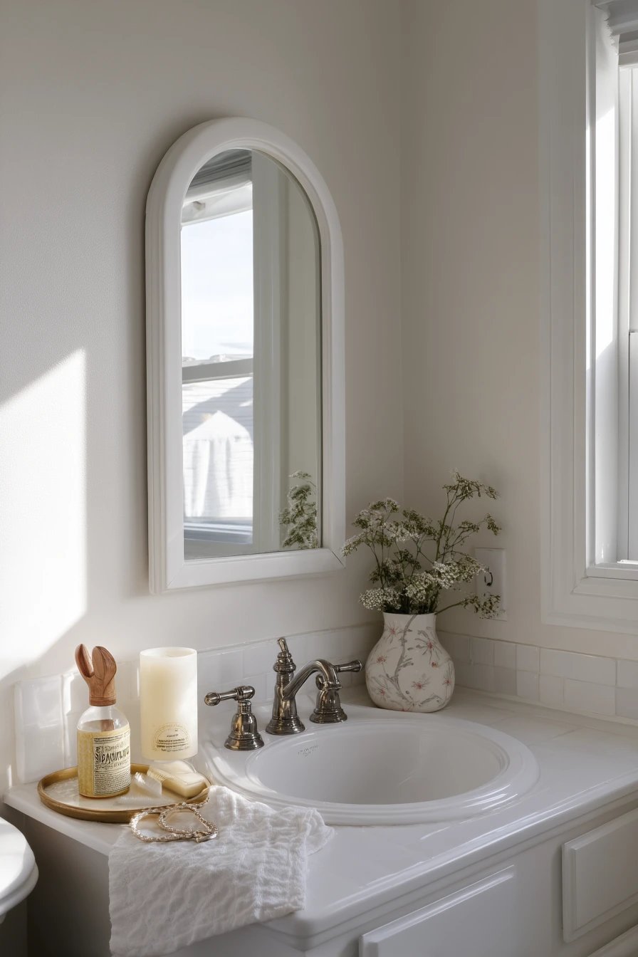 Budget-Friendly Mirror Swap in a Tiny Hall Bath