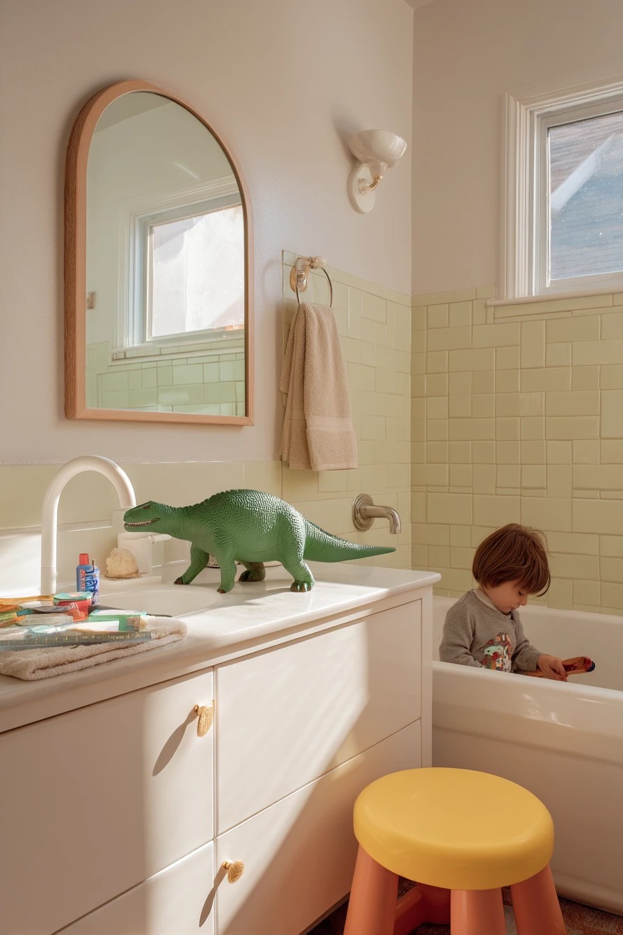 Kids’ Bathroom with a Friendly Rounded Arch