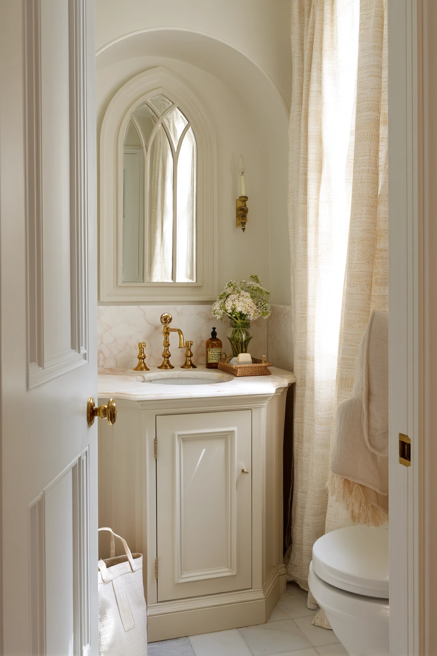 French-Inspired Guest Bath with Soft Imperfection