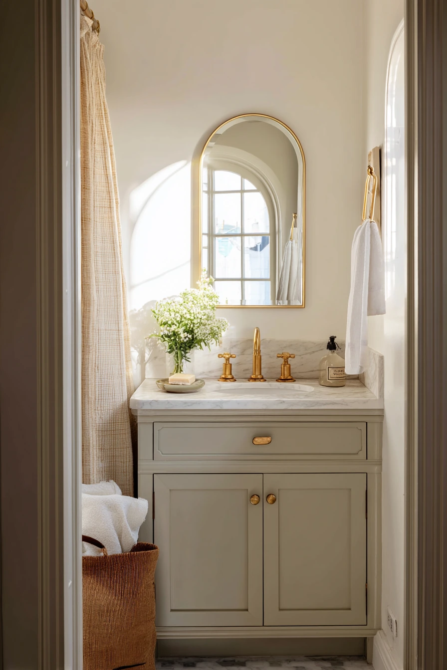 French-Inspired Guest Bath with Soft Imperfection