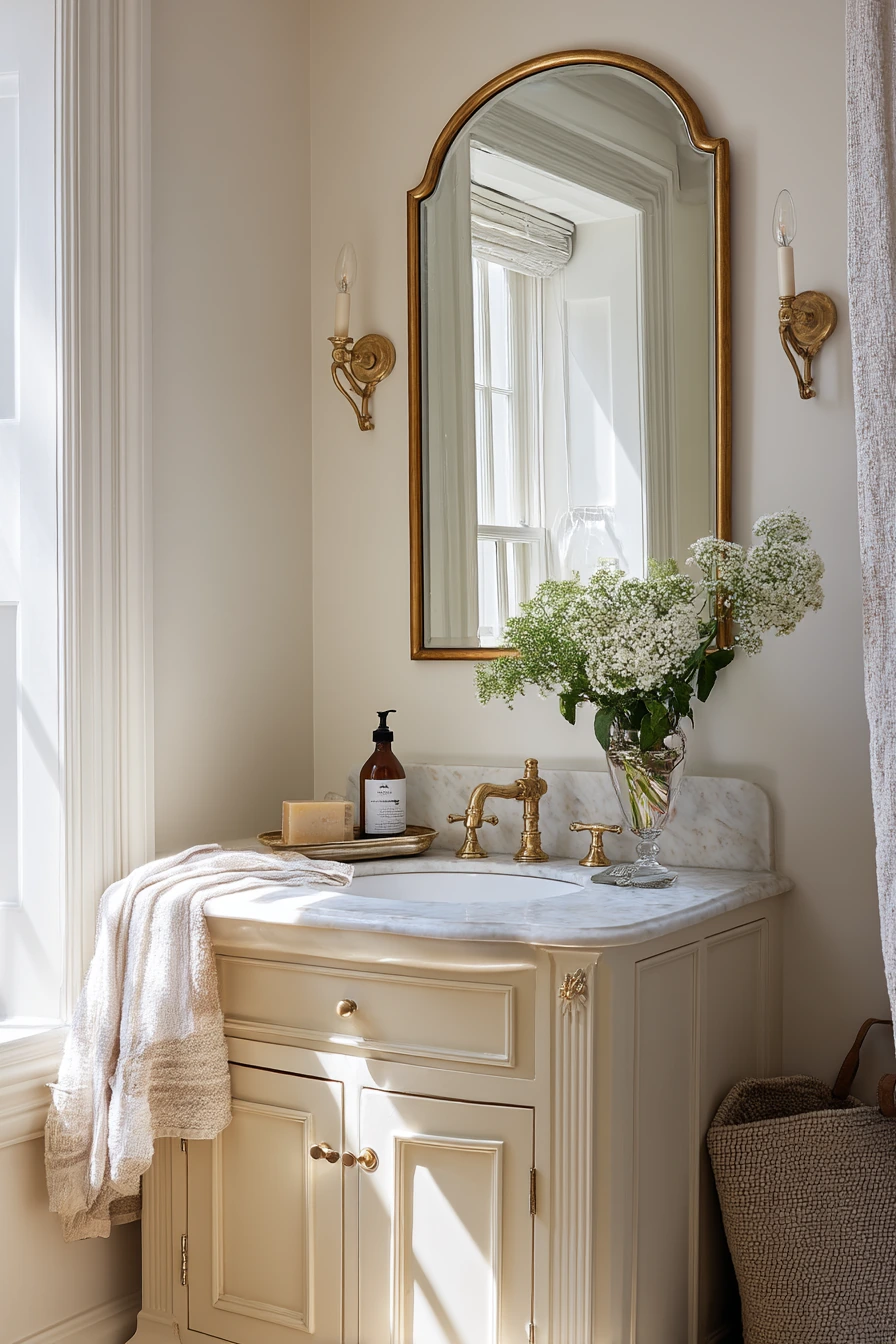 French-Inspired Guest Bath with Soft Imperfection