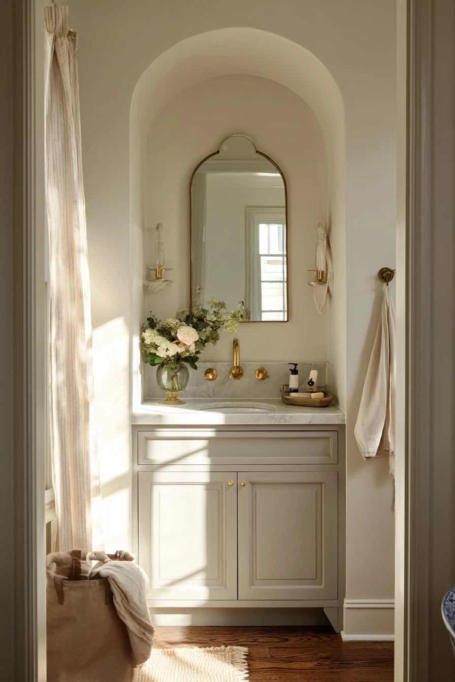 French-Inspired Guest Bath with Soft Imperfection