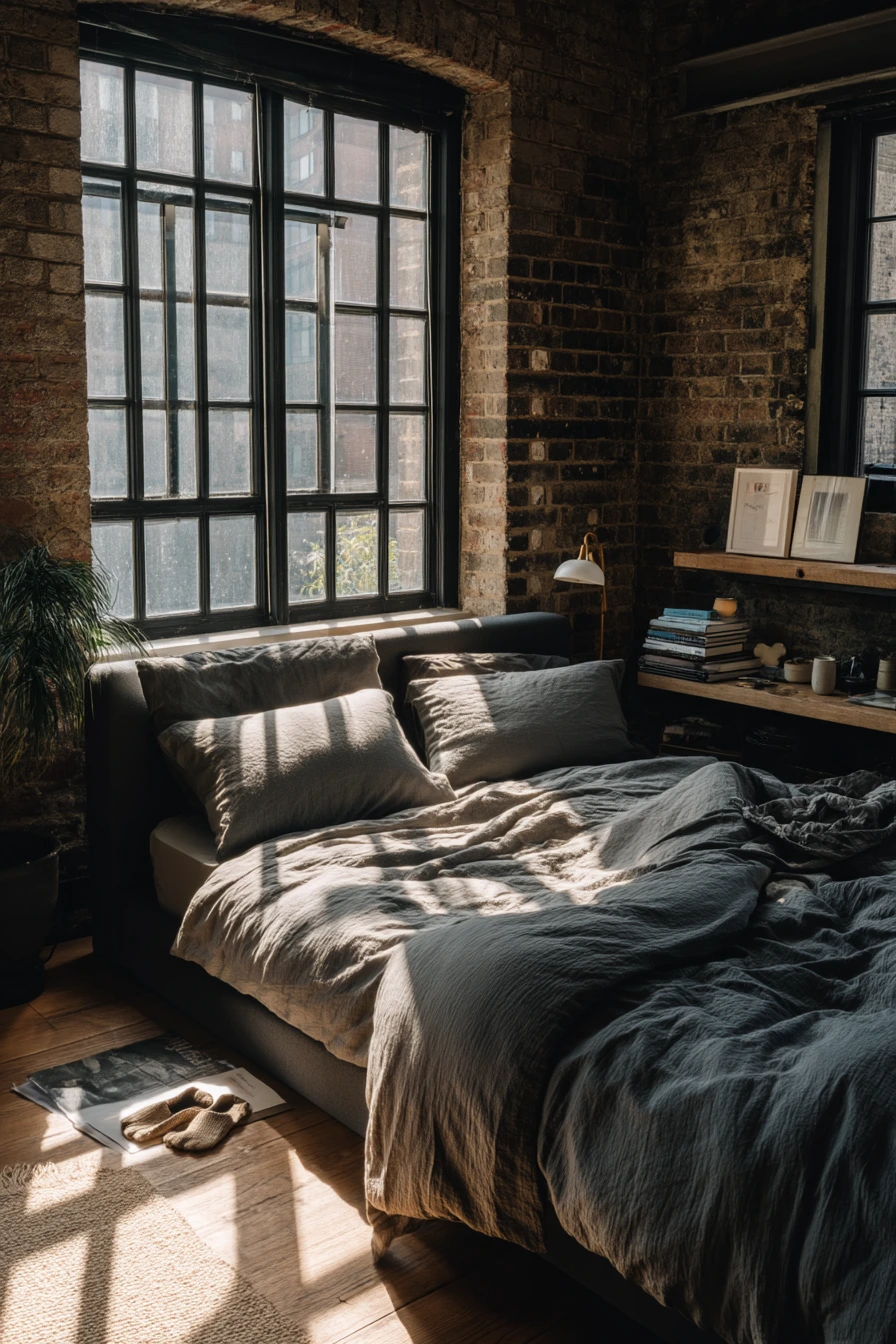 Loft Bedroom With Industrial Softness
