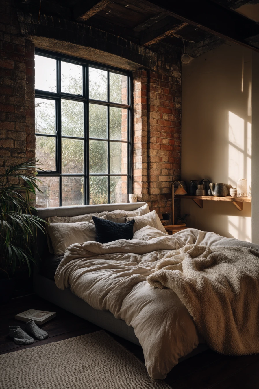 Loft Bedroom With Industrial Softness