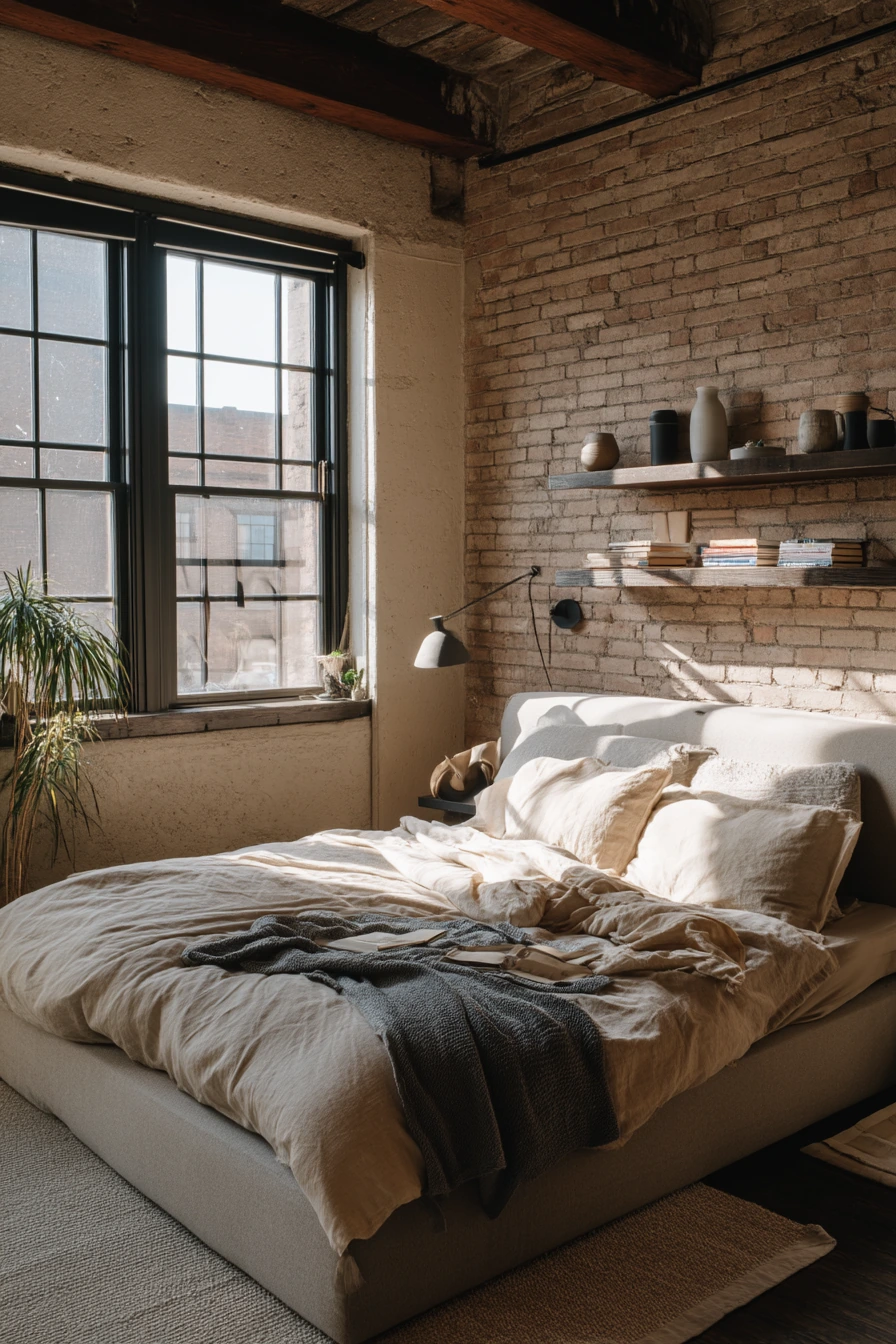 Loft Bedroom With Industrial Softness