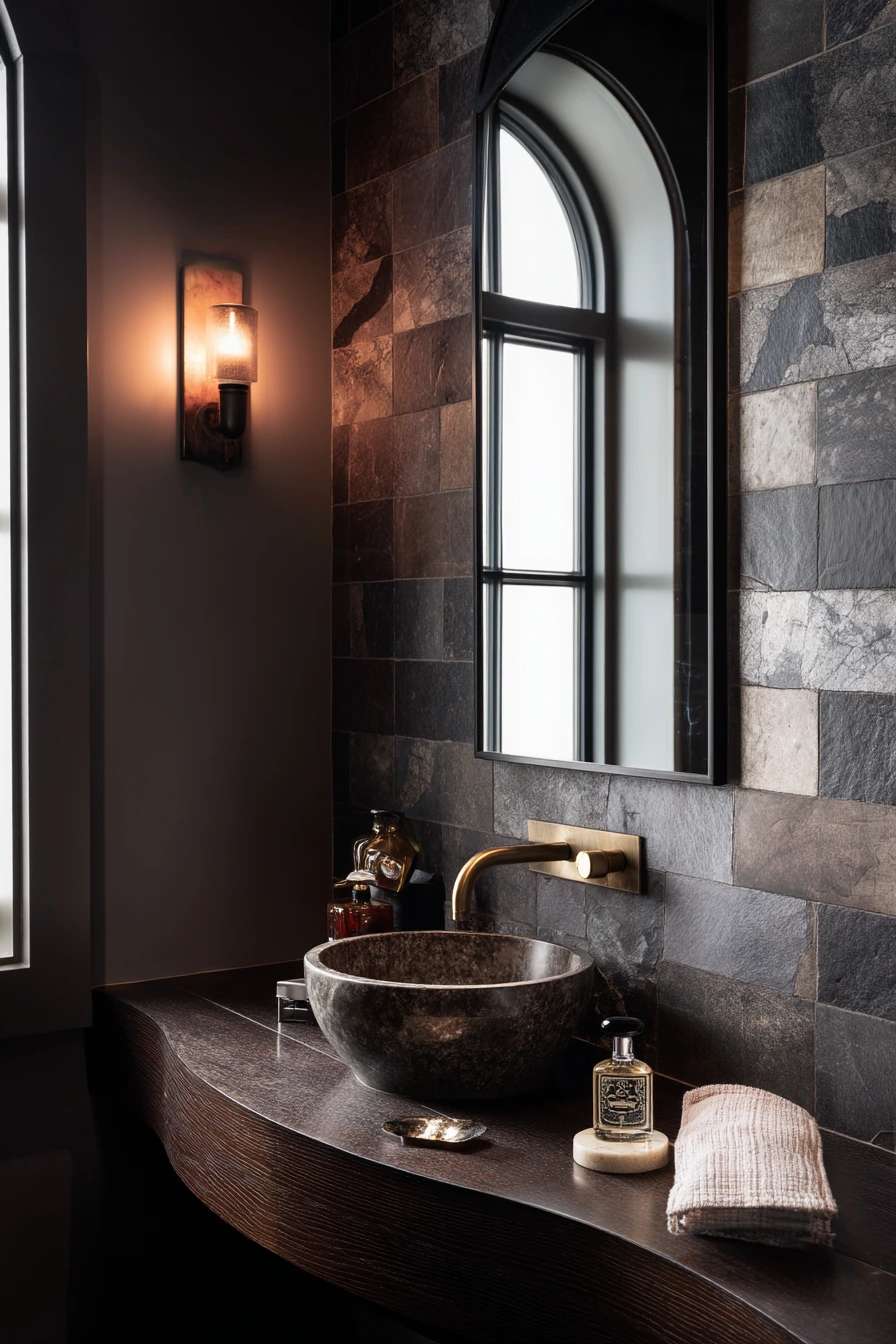 6. Moody Powder Room for Guests