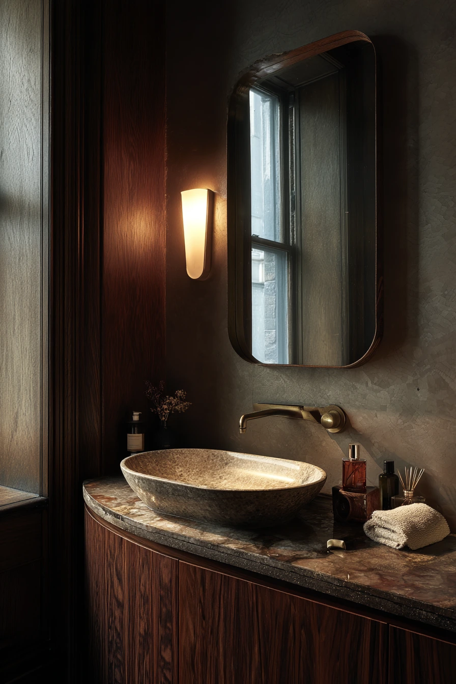 6. Moody Powder Room for Guests