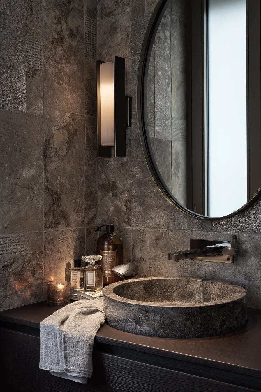 6. Moody Powder Room for Guests