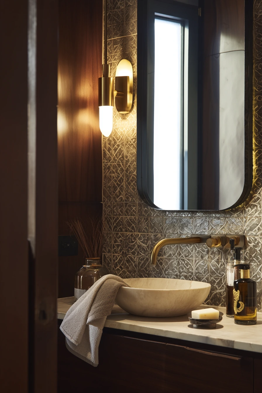 6. Moody Powder Room for Guests