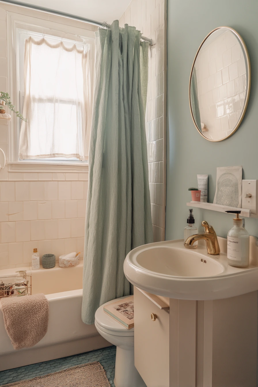Renter-Friendly Art Deco Refresh in a Shared Bath