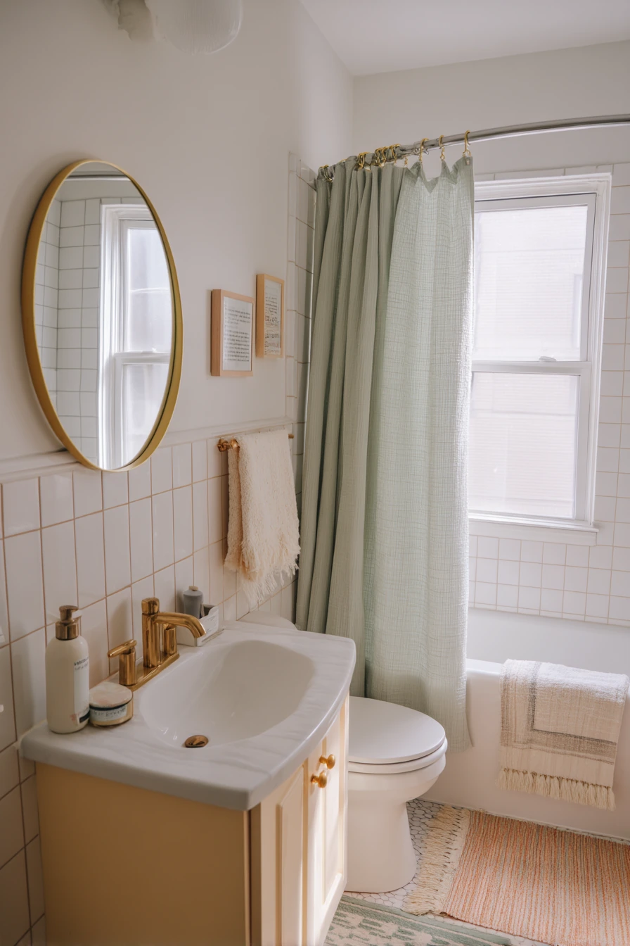 Renter-Friendly Art Deco Refresh in a Shared Bath